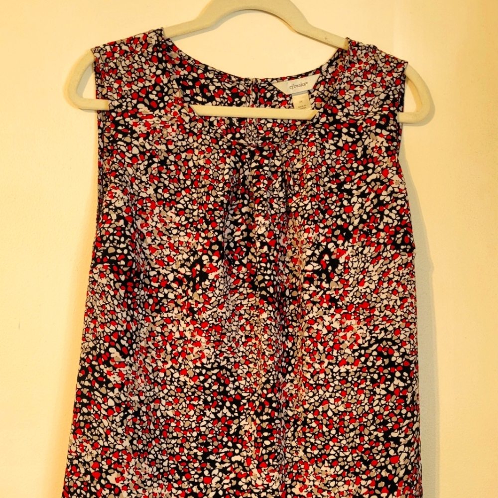 CJ Banks Sleeveless Top - Black, Red, White